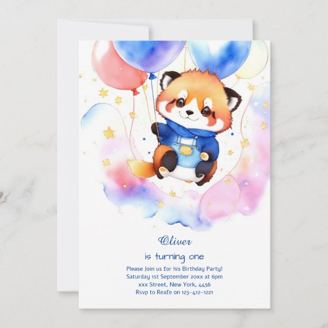 Raccoon First Birthday Invitation (Front)