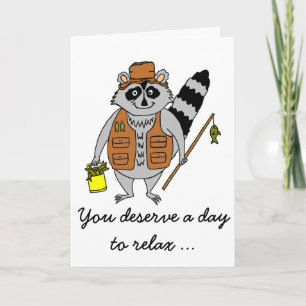 Raccoon Fisherman Father's Day Card