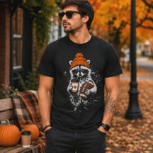Raccoon Football Fall Beanie Coffee Graphic