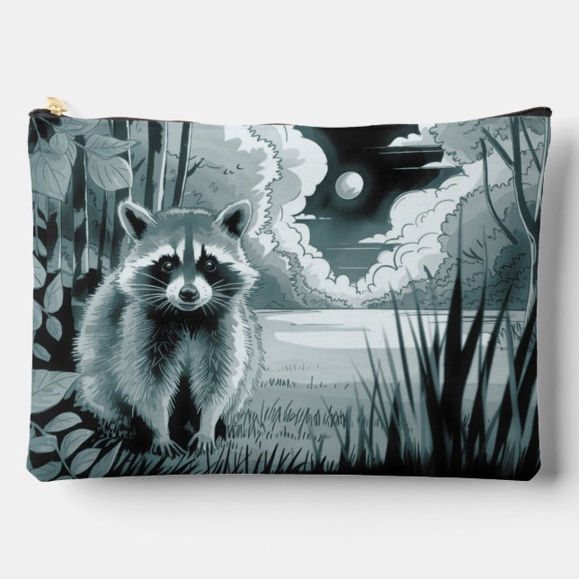 Raccoon Forest Clearing Accessory Pouch Travel Bag (Front)