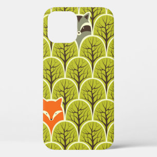 Raccoon fox and bear in a forest seamless pattern iPhone 12 case