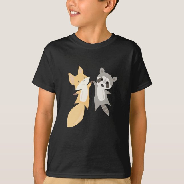 Raccoon Fox Cute Animals Forest Animals For Kids T-Shirt (Front)