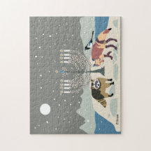 Raccoon.Fox.Magpie  Hanukkah 11x14 Puzzle