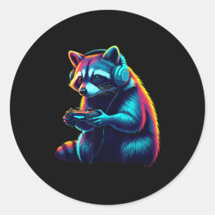 Raccoon Gaming Animal Video Games Funny Raccoon Classic Round Sticker
