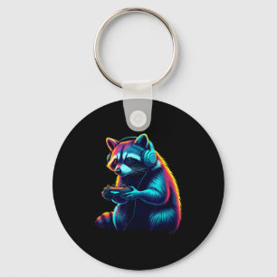 Raccoon Gaming Animal Video Games Funny Raccoon Keychain