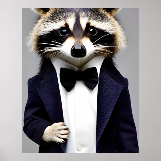 Raccoon Gentleman in a suit wall art (Front)