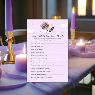 Raccoon Girl Baby Shower Game Do You Know Mom?