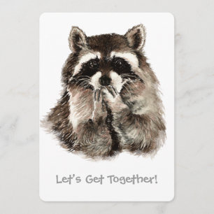 Raccoon giving Kisses Farewell Custom Party Invite