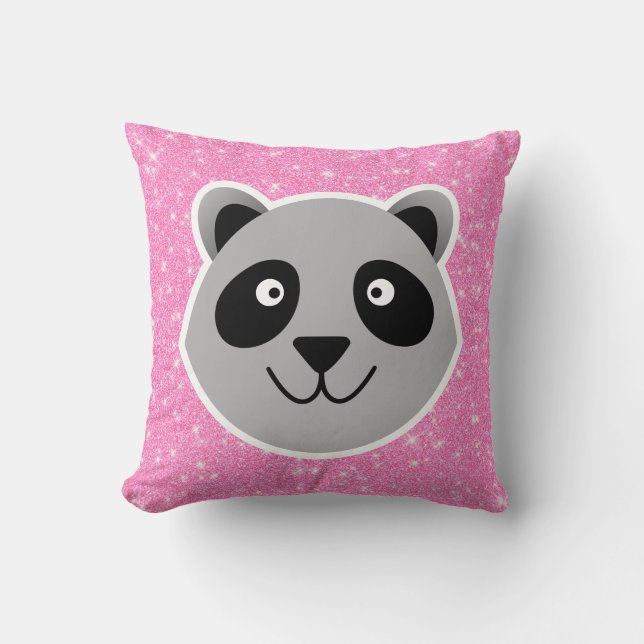Raccoon Glitter Throw Pillow (Front)