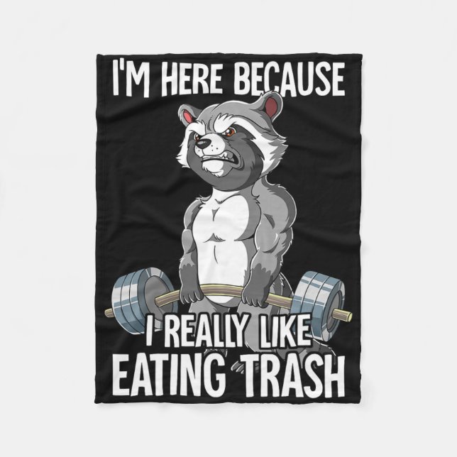 Raccoon Gym Weight Training Bodybuilder  Fleece Blanket (Front)