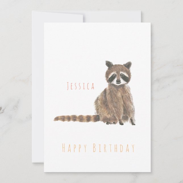 raccoon Happy birthday greeting card  (Front)