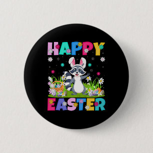 Raccoon Happy Easter Egg Hunt Bunny Ear Raccoon Ea 2 Inch Round Button