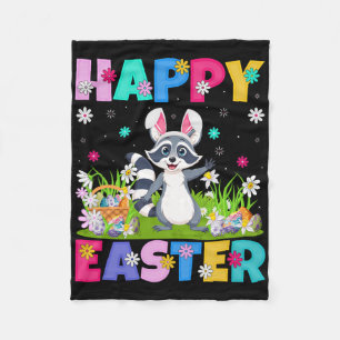 Raccoon Happy Easter Egg Hunt Bunny Ear Raccoon Ea Fleece Blanket