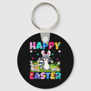 Raccoon Happy Easter Egg Hunt Bunny Ear Raccoon Ea Keychain