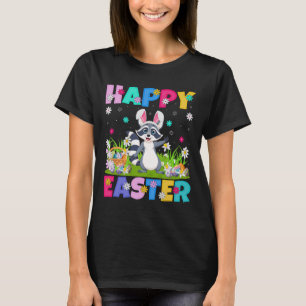 Raccoon Happy Easter Egg Hunt Bunny Ear Raccoon Ea T-Shirt