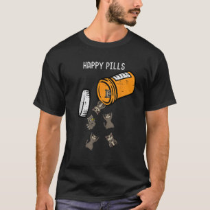 Raccoon Happy Pills Cute Street Cat Animal Men Wom T-Shirt