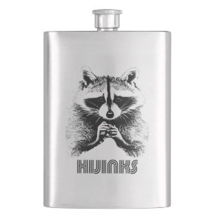 Raccoon Hijinks Hip Flask