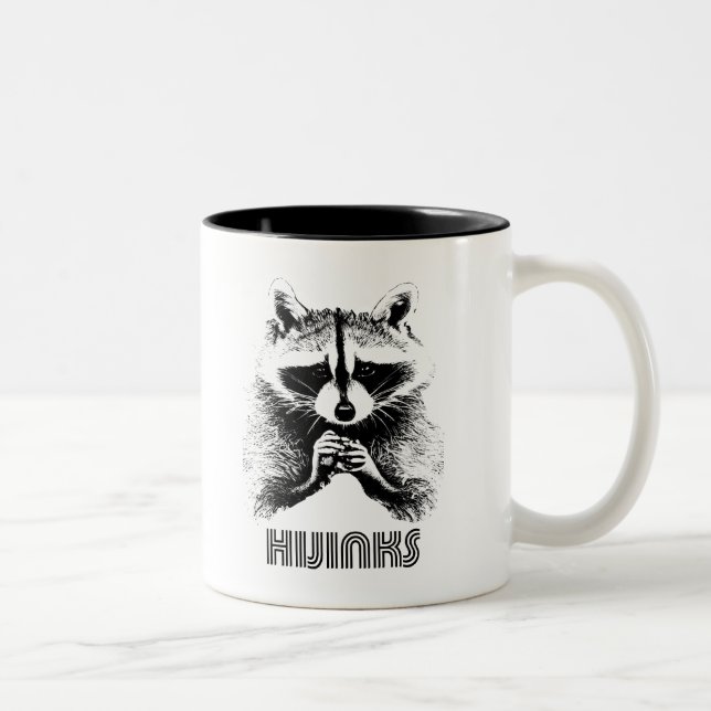 Raccoon Hijinks Two-Tone Coffee Mug (Right)