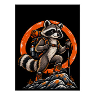 Raccoon Hiker – Wild Trails Poster