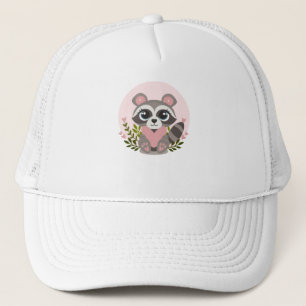 Raccoon Holding a heart for Valentine's Day Trucker Hat