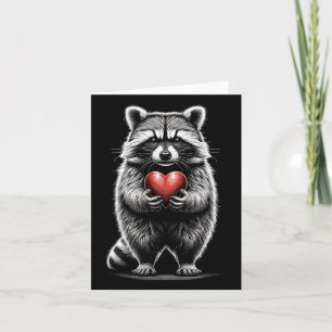 Raccoon Holding Heart Valentine's Day Cute Valenti Card