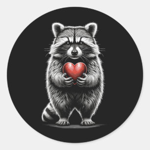 Raccoon Holding Heart Valentine's Day Cute Valenti Classic Round Sticker