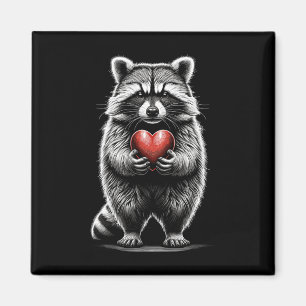 Raccoon Holding Heart Valentine's Day Cute Valenti Magnet