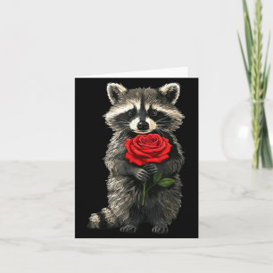 Raccoon Holding Red Rose Cute Raccoon Valentine An Card
