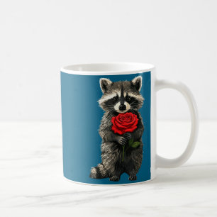 Raccoon Holding Red Rose Cute Raccoon Valentine An Coffee Mug