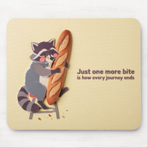 Raccoon Hugging Baguette Paper Cut-Out Mouse Pad