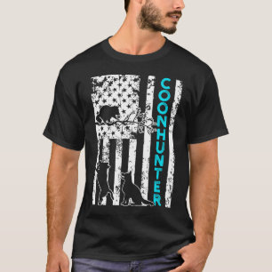 Raccoon Hunting Season USA Flag Coon Hunter T-Shirt