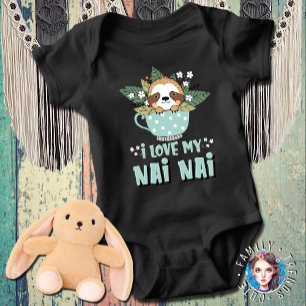 Raccoon I Love My Nai Nai Baby Bodysuit