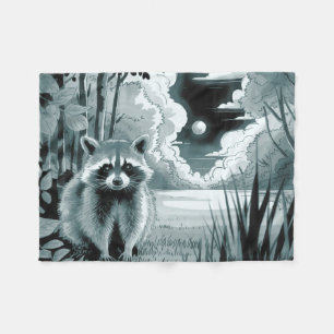 Raccoon in Forest Clearing Fleece Blanket