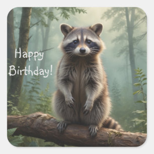 Raccoon in Forest Square Sticker