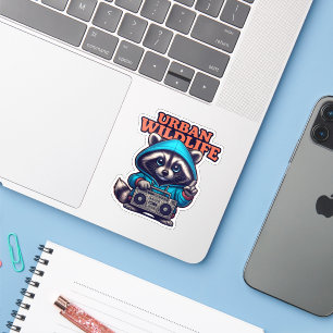 Raccoon in Hoodie with Boombox Sticker