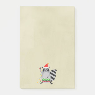 Raccoon In Santa Hat Tangled Up In Holiday Lights Post-it Notes