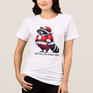 Raccoon in Santa suit shares holiday cheer Tri-Blend Shirt