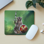 Raccoon In Space Viking Shield Sword Cute Funny Mouse Pad<br><div class="desc">This design was created through digital art. It may be personalized by clicking the customize button and changing the colour, adding a name, initials or your favourite words. Contact me at colorflowcreations@gmail.com if you with to have this design on another product. Purchase my original abstract acrylic painting for sale at...</div>