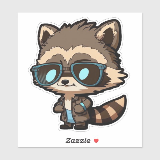 Raccoon in Sunglasses Vinyl Sticker, Whimsical (Sheet)
