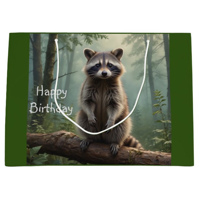 Raccoon in the Forest Large Gift Bag (Front)