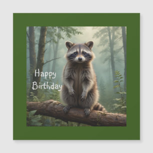 Raccoon in the Forest Magnetic Birthday Card