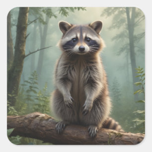 Raccoon in the Forest Stickers