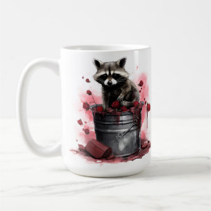 Raccoon in trash bin Valentines day Coffee Mug