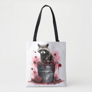 Raccoon in trash bin Valentines day Tote Bag