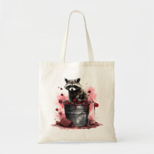 Raccoon in trash bin Valentines day Tote Bag