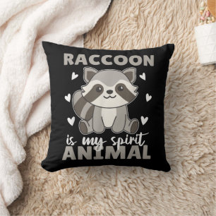 Raccoon Is My Spirit Animal Cute Raccoon Throw Pillow