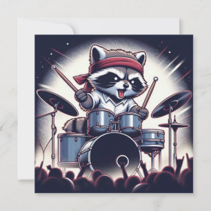 Raccoon Jam: Beating the Drums with Unstoppable  Thank You Card