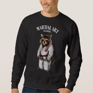 Raccoon Judo Karate Master In White Judogi Sweatshirt
