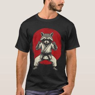 Raccoon Karate Judo Japan Japanese Flag Funny T-Shirt