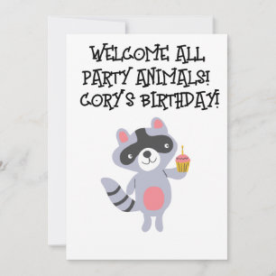 RACCOON KIDS BIRTHDAY PARTY INVITATIONS
